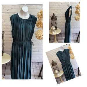 H&M Pleated Empire Teal MIDI Dress